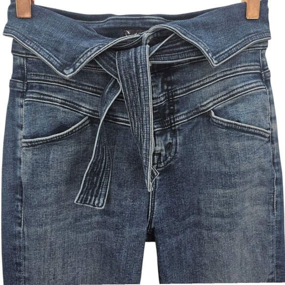 Mother Womens 25 The Triple Stack Insider Crop Belted Jeans Raw Hem Chick‎ Flick - Picture 5 of 16